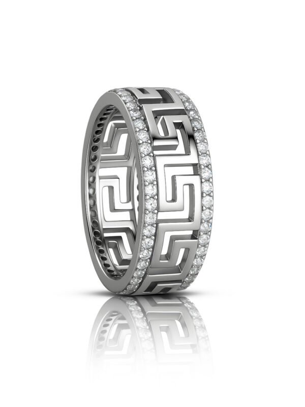 925 Crystal Greek Key Pattern Band