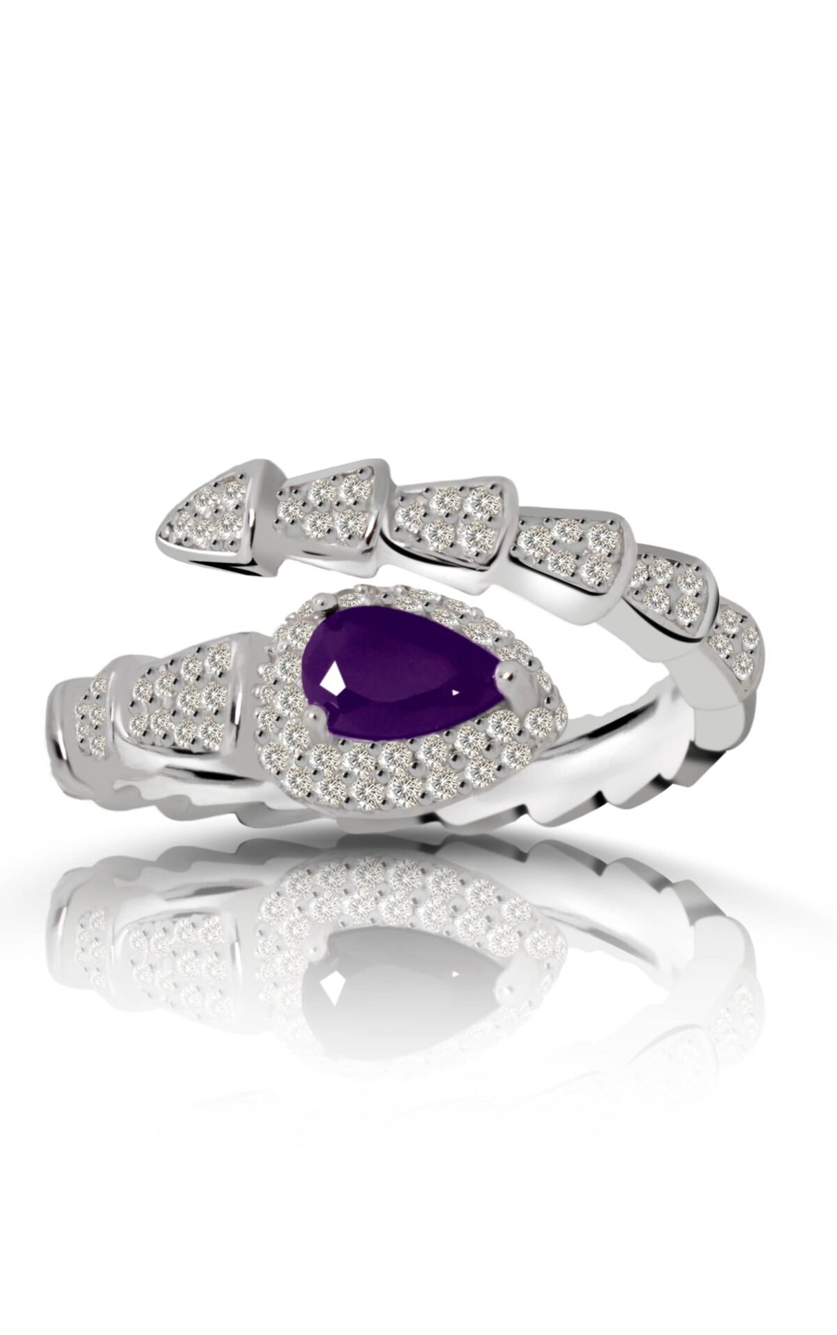 down Infinity Dreams Snake Ring in amethyst color