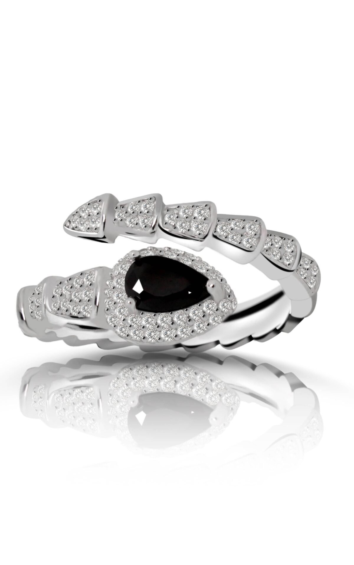 down Infinity Dreams Snake Ring in black color