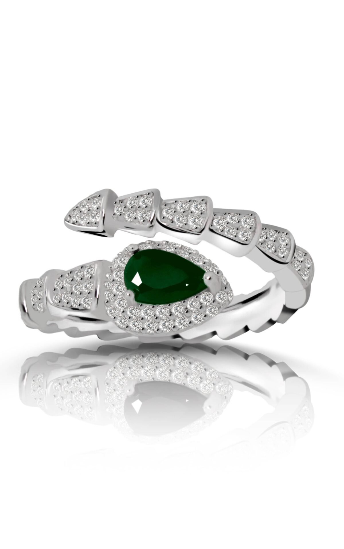 down Infinity Dreams Snake Ring in green color