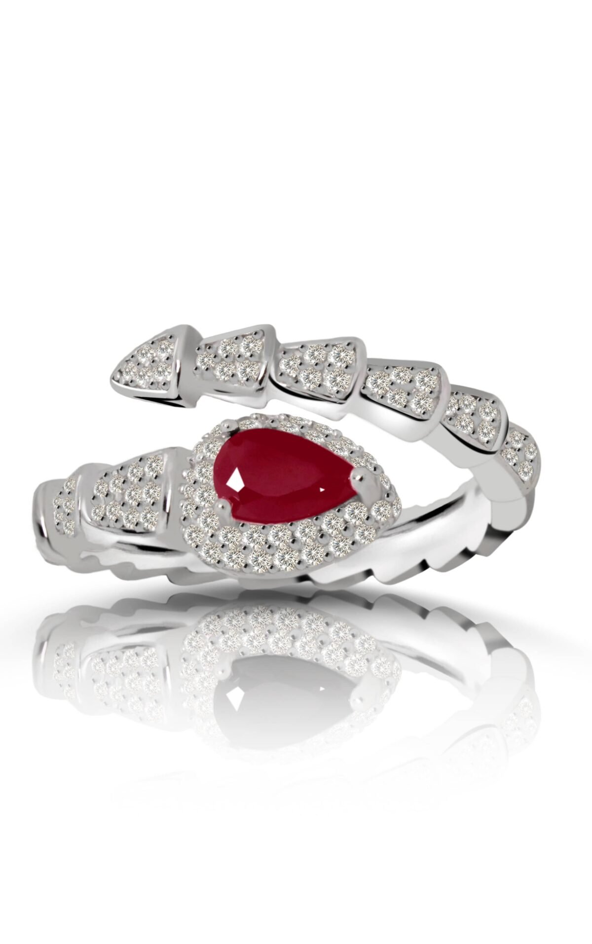 down Infinity Dreams Snake Ring in ruby color