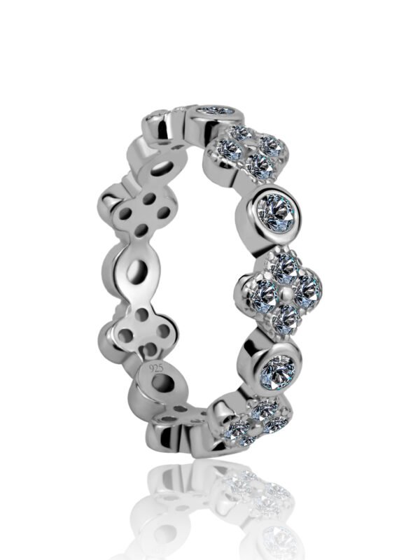 Crystal Floral Cluster Eternity Band Ring