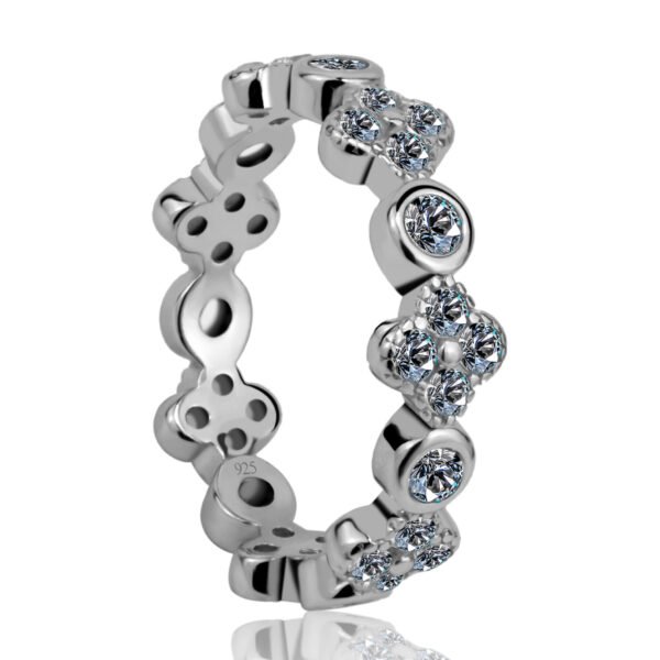 Crystal Floral Cluster Eternity Band Ring