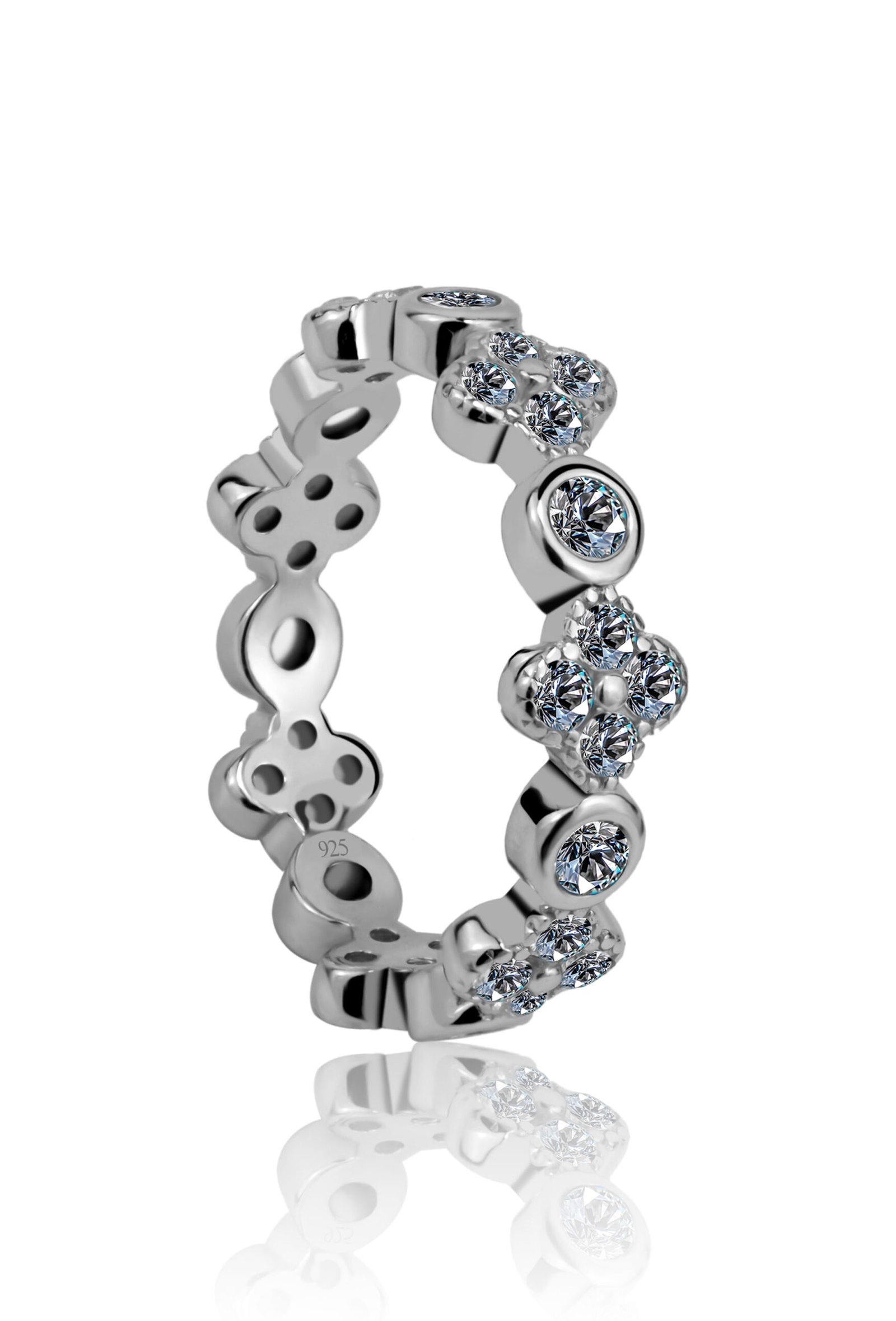 Crystal Floral Cluster Eternity Band Ring