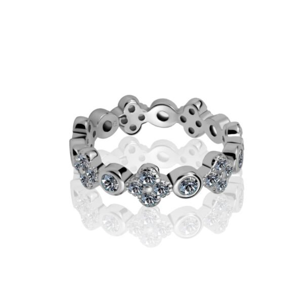 Crystal Floral Cluster Eternity Band Ring