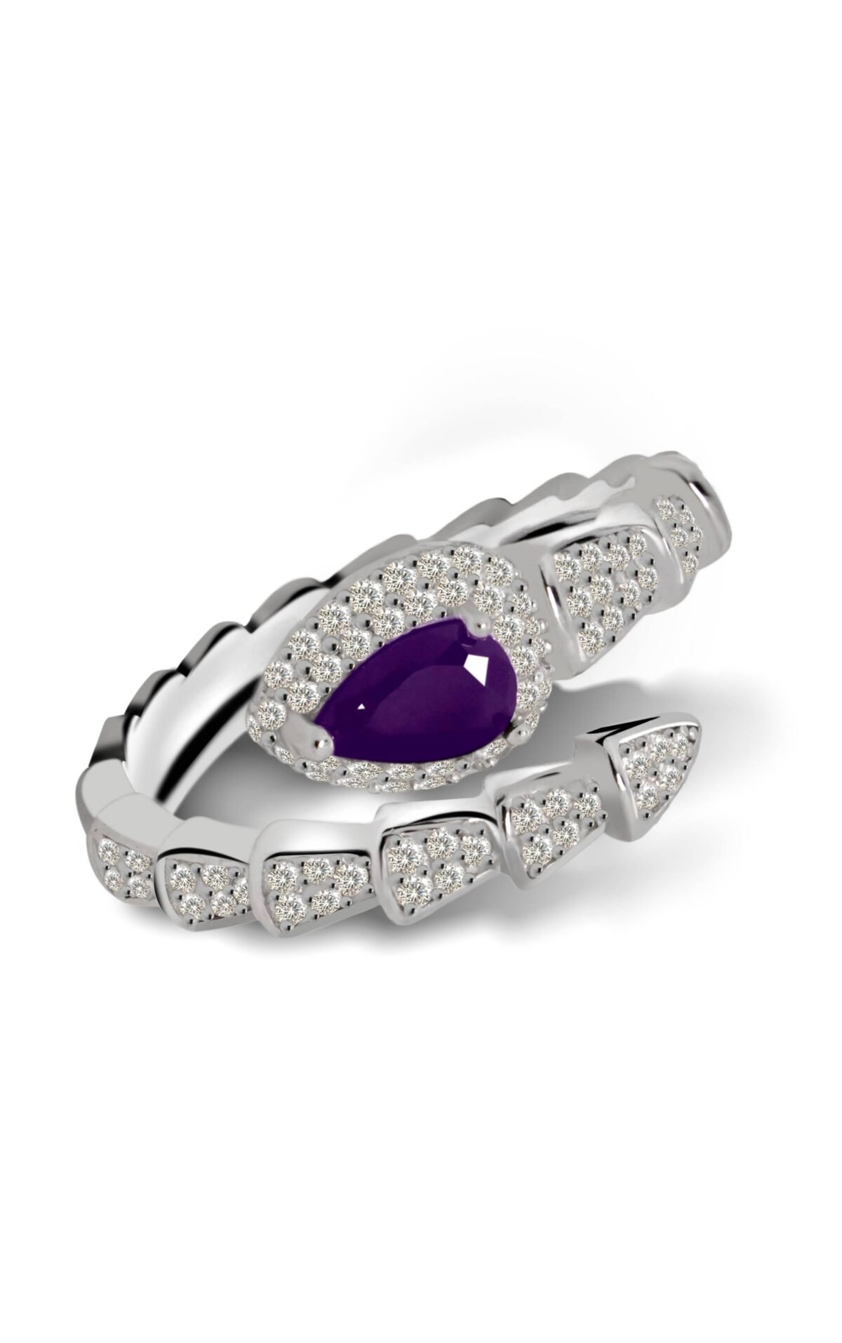 side look Infinity Dreams Snake Ring in amethyst color