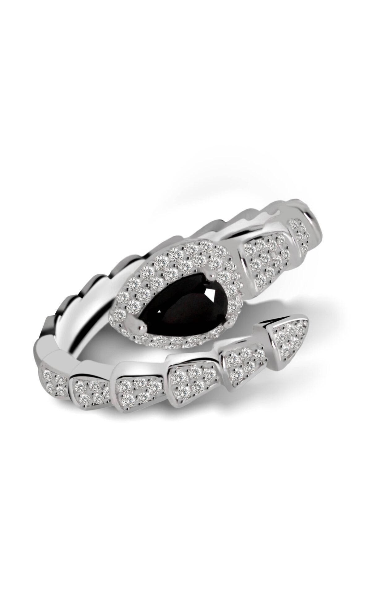 side look Infinity Dreams Snake Ring in black color