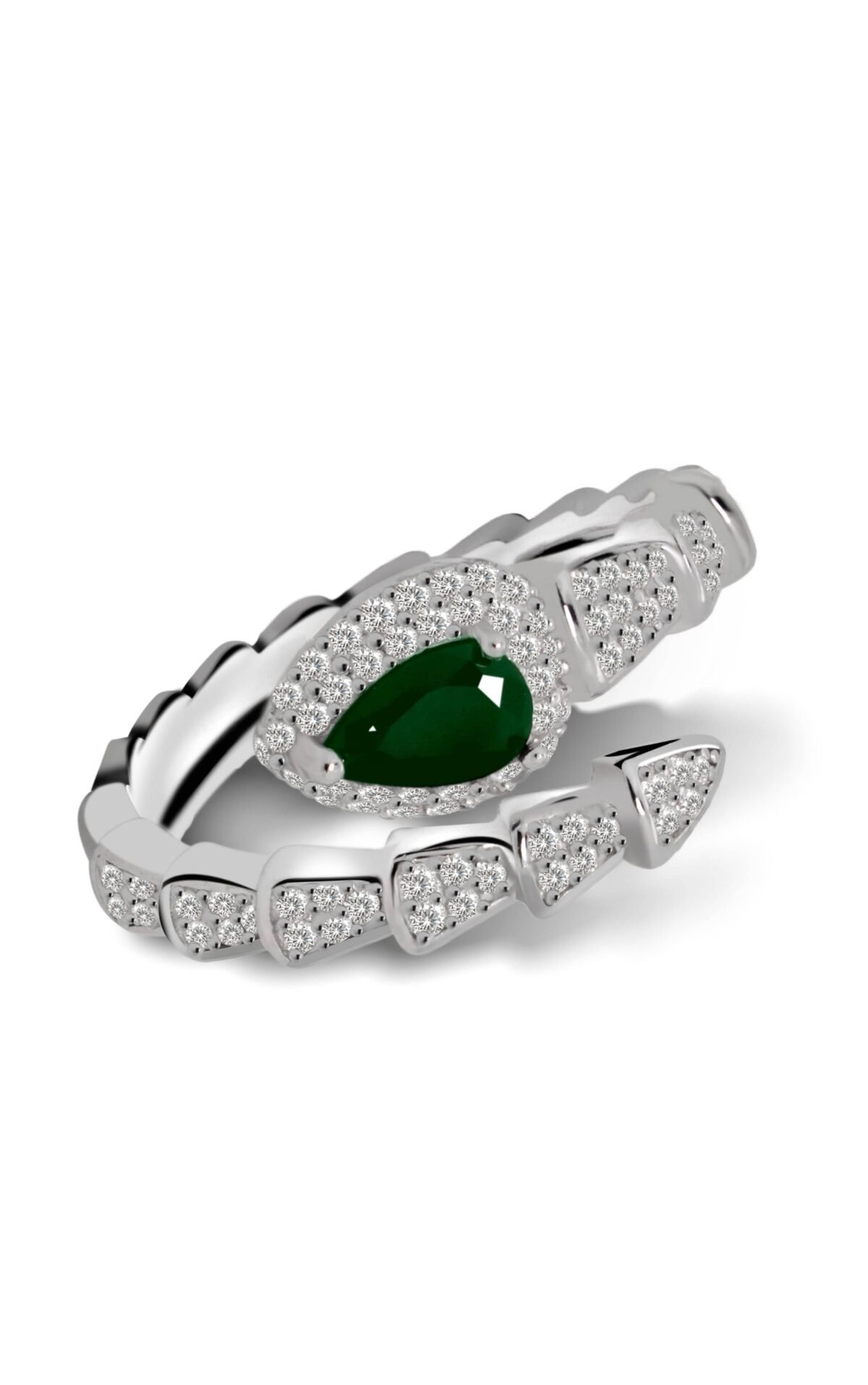 side look Infinity Dreams Snake Ring in green color