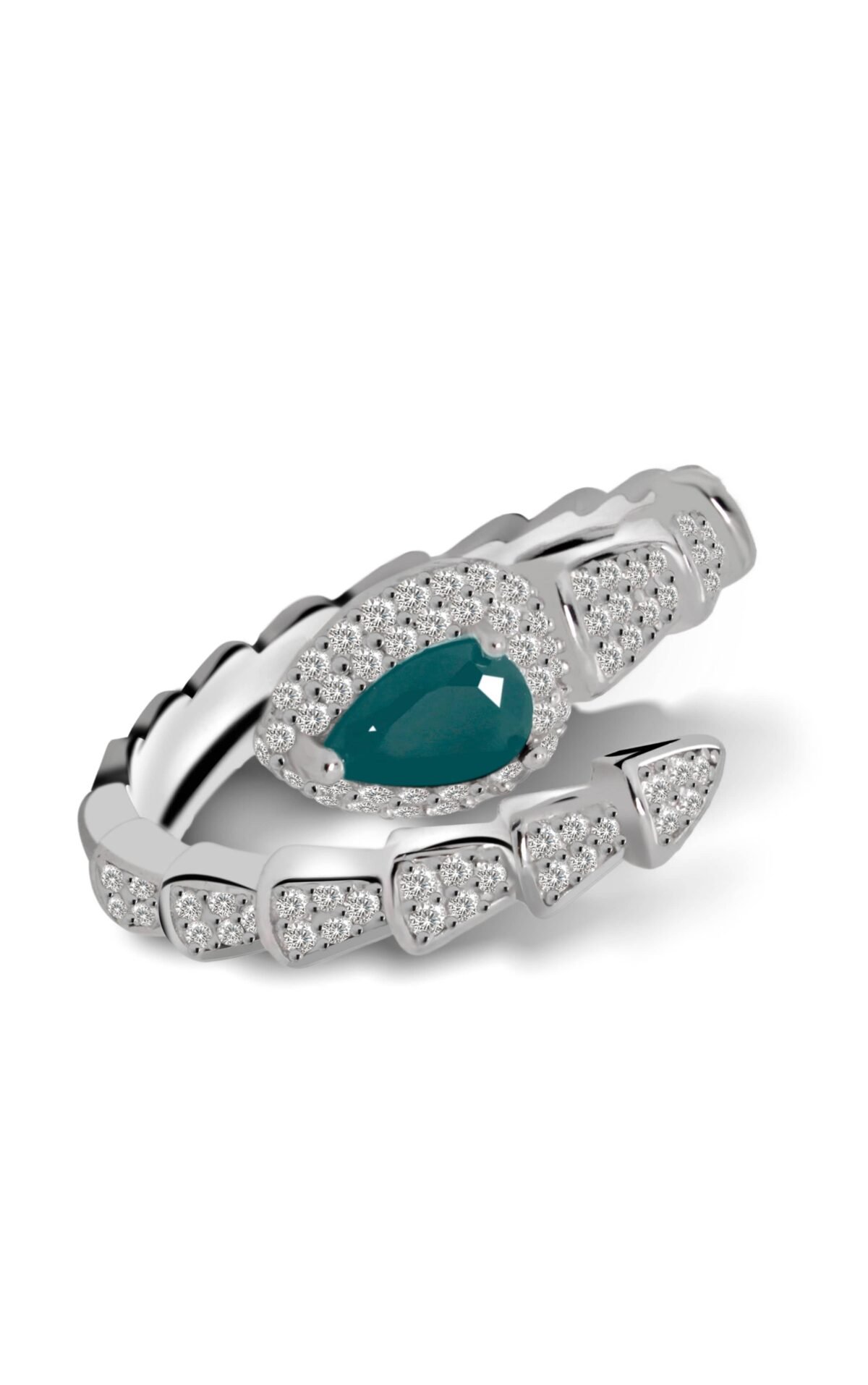 side look Infinity Dreams Snake Ring in teal color