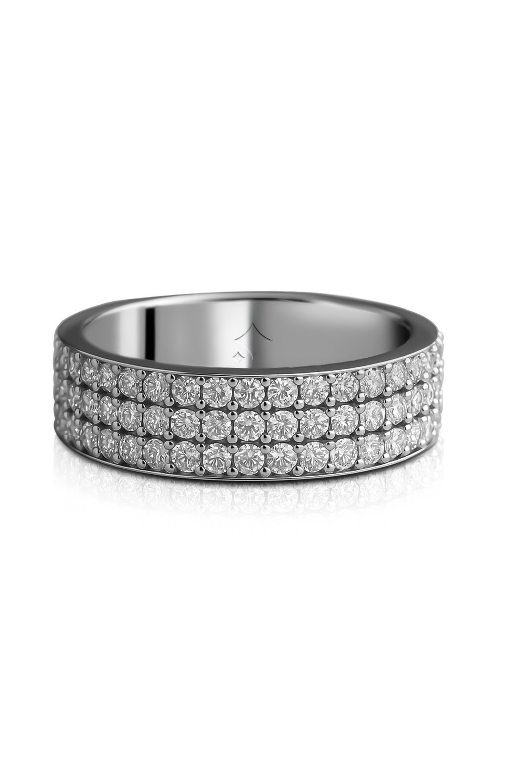 Triple Row Diamond Wedding Band in 925 sterling silver