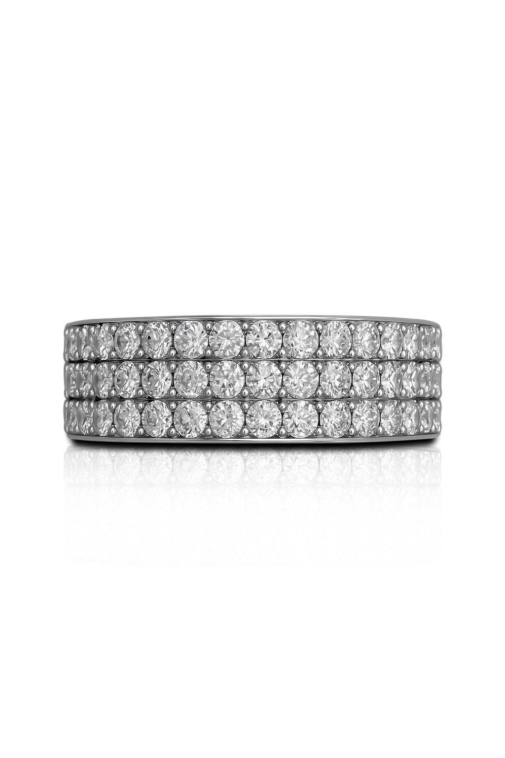 front down look of Triple Row Diamond Wedding Band