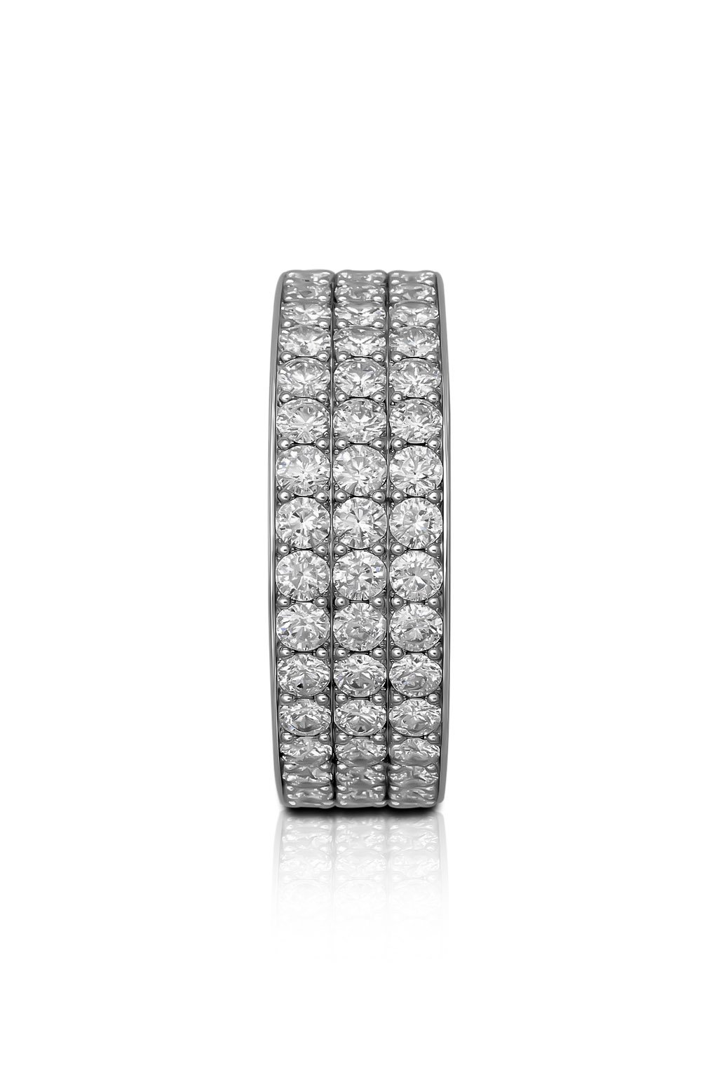 front look of Triple Row Diamond Wedding Band in 925 sterling silver