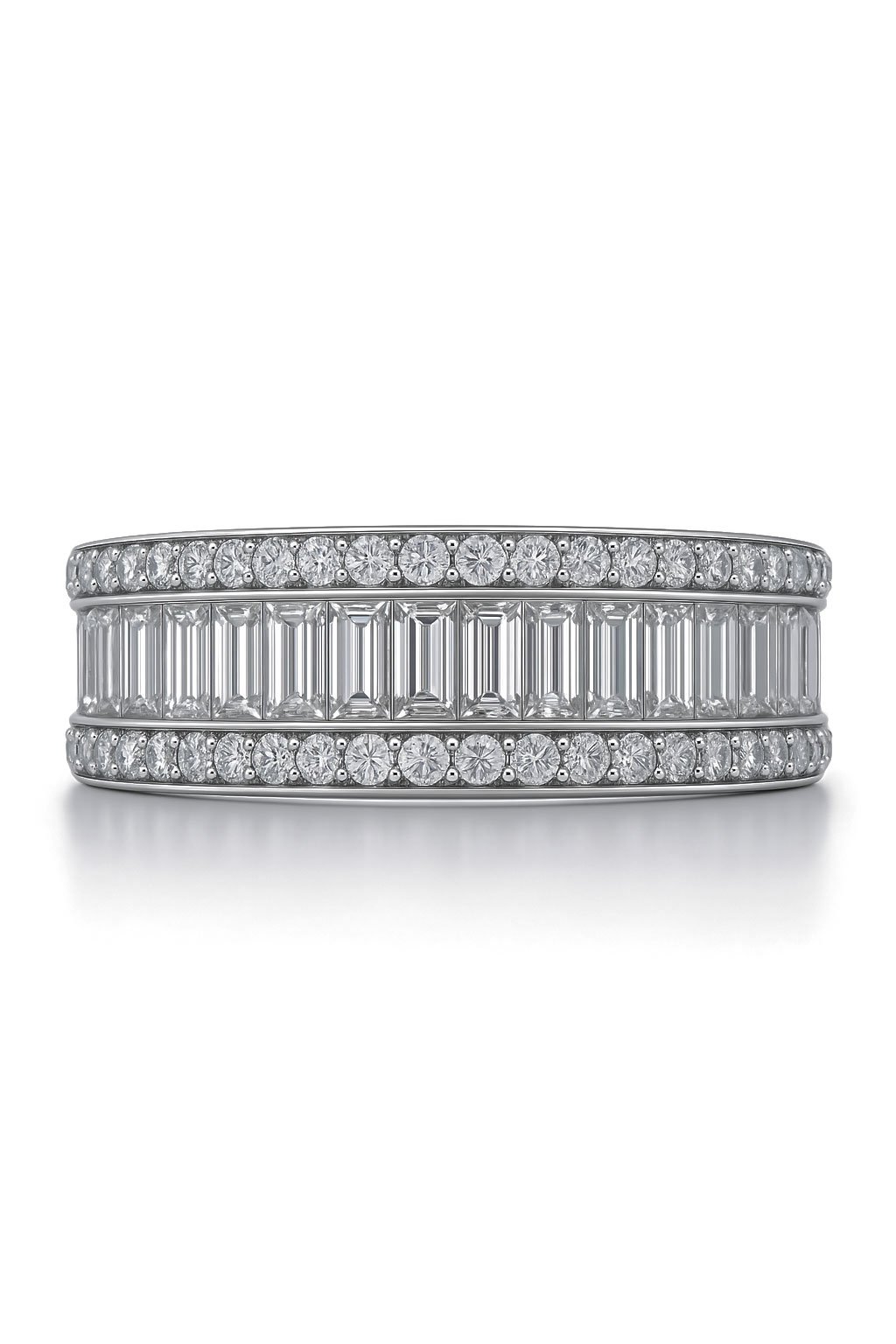 Baguette Triple Row Wedding Band