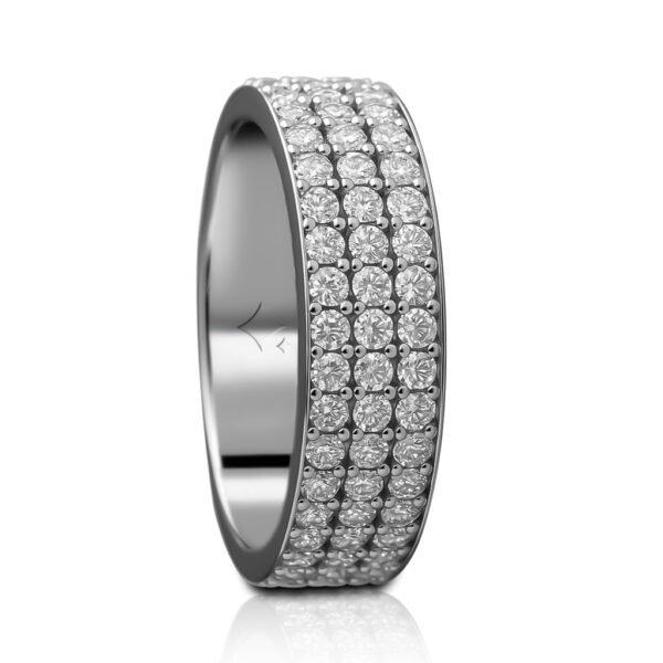 halfside look of the Triple Row Diamond Wedding Band in 925 silver