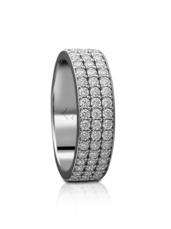 halfside look of the Triple Row Diamond Wedding Band in 925 silver