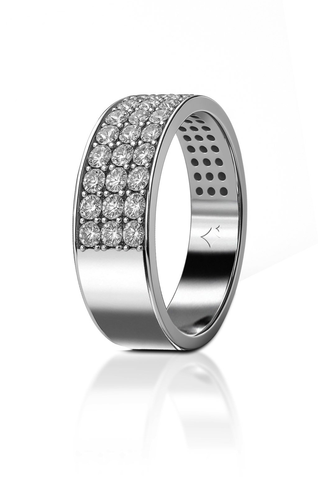 halfside second look of the Triple Row Diamond Wedding Band in 925 silver