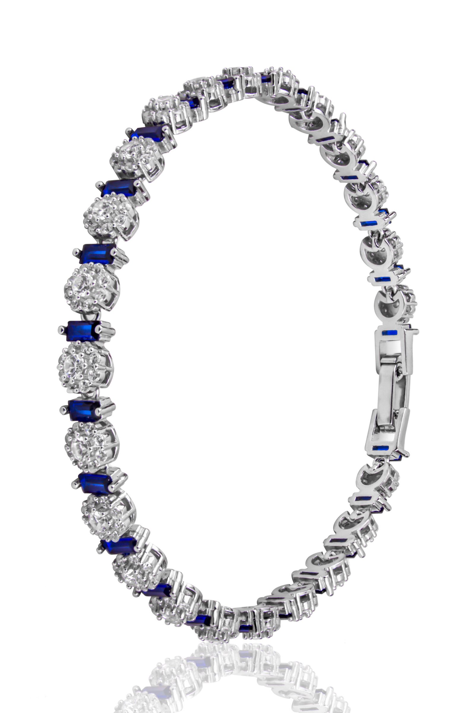 sapphire cluster tennis bracelet