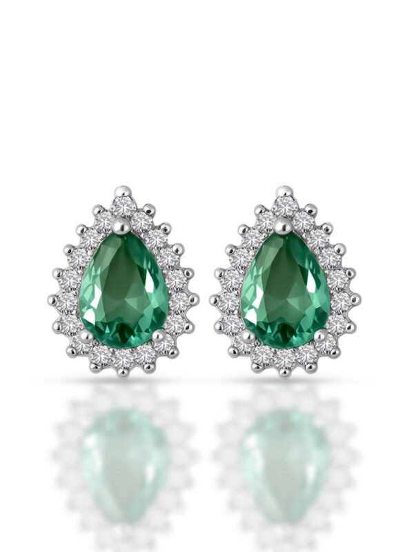 Green Teardrop Studs