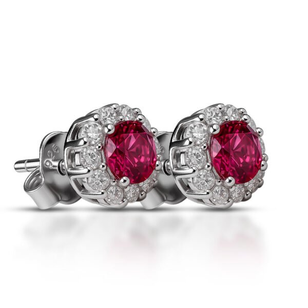 Ruby Halo Stud Earrings
