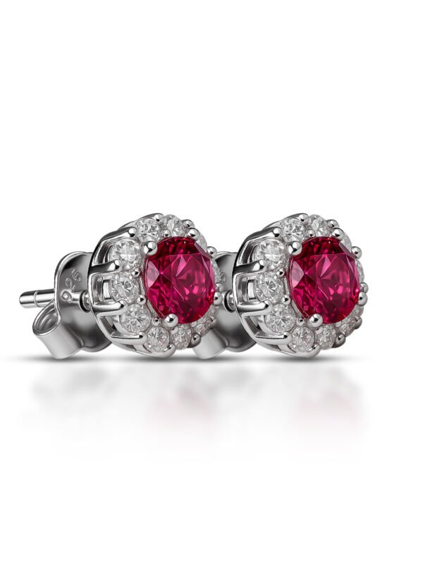 Ruby Halo Stud Earrings