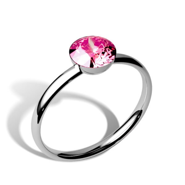 pink solitaire silver ring