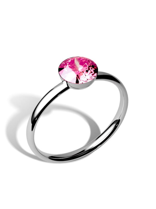 pink solitaire silver ring