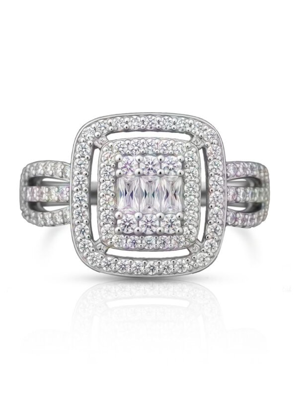 Quad Halo Diamond Cluster Ring