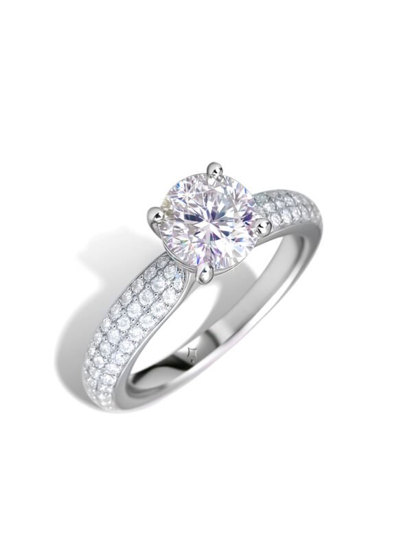 Pave Diamond Solitaire Ring