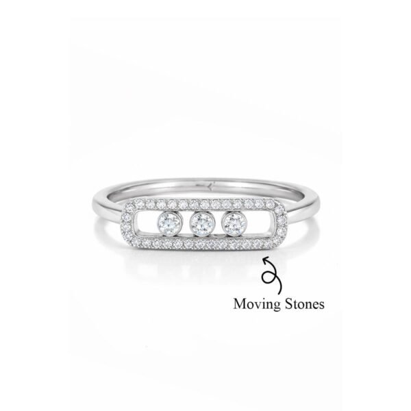 Moving Illusion Stones Ring in 925 sterling silver