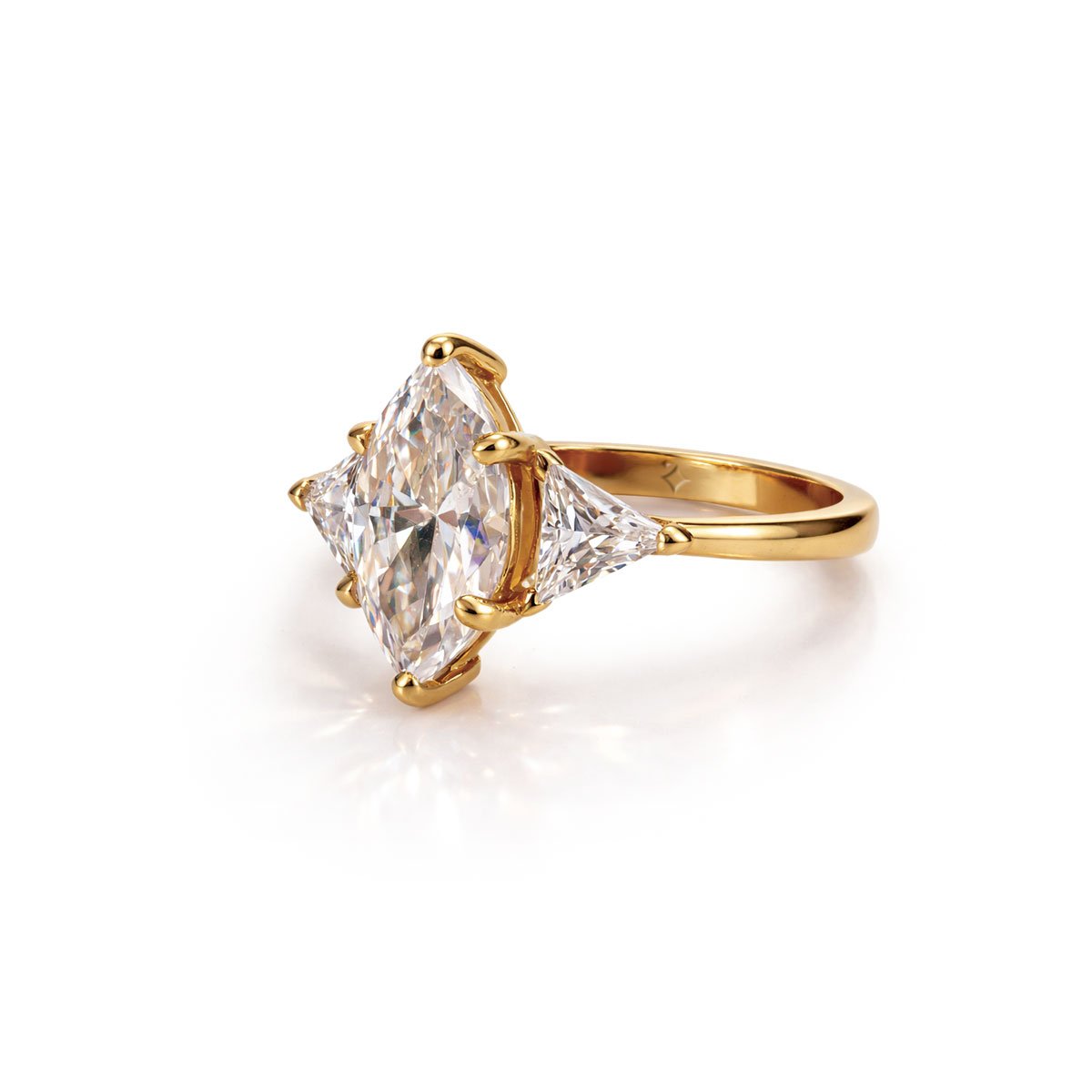 3 Carat Marquise Trio Ring with Side Trillion Stones - Image 8