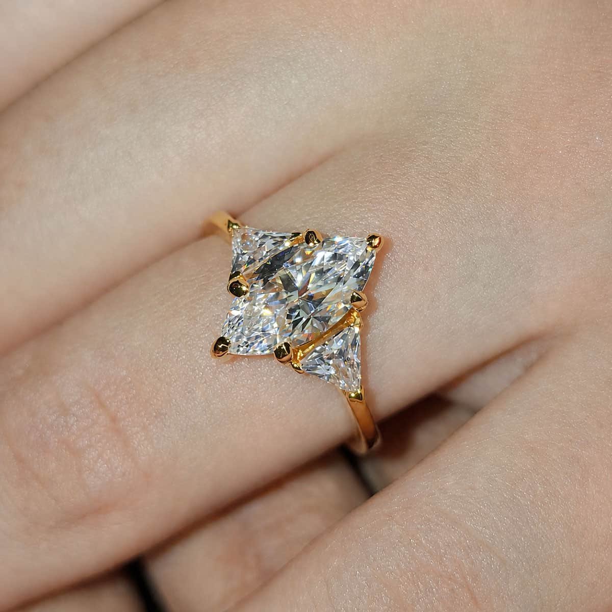 3 Carat Marquise Trio Ring with Side Trillion Stones