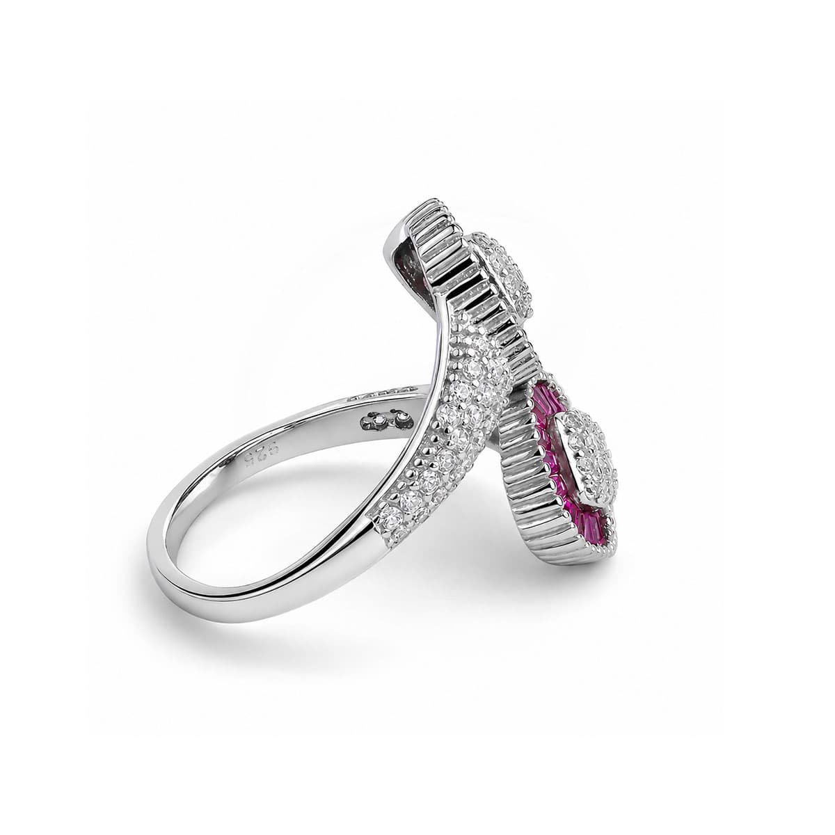 side look of Pink Halo Wrap Ring