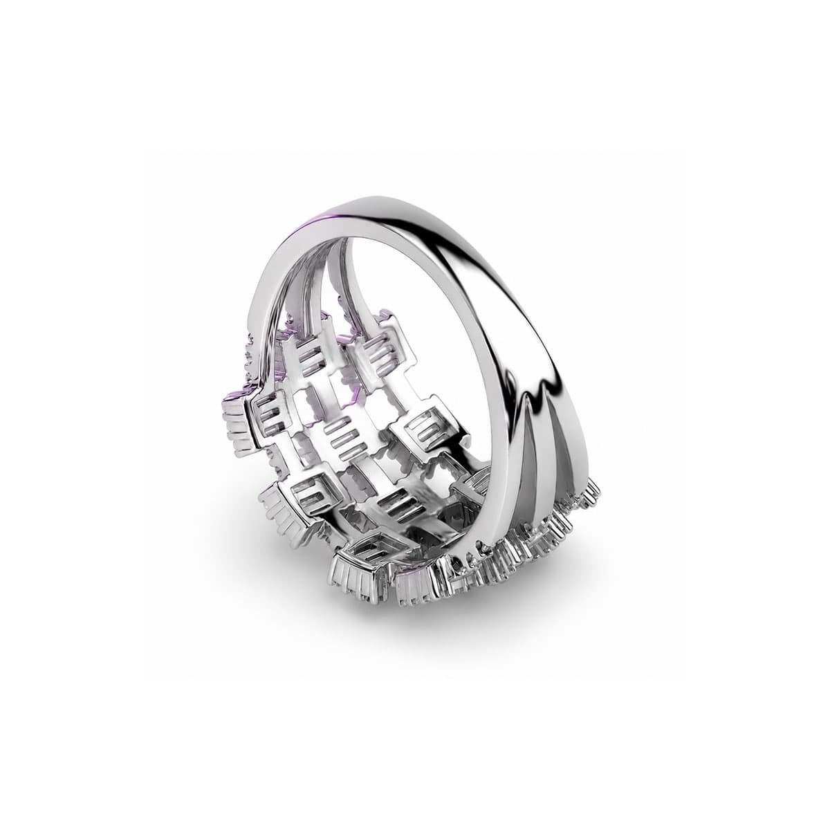 backside look of Celestia Baguette Statement Ring